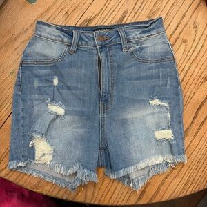 Fashion Nova Blue Distressed Jean Shorts